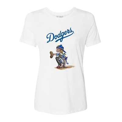 Women's Tiny Turnip White Los Angeles Dodgers Kate the Catcher T-Shirt