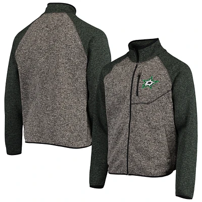 Men's G-III Sports by Carl Banks Charcoal/Kelly Green Dallas Stars Switchback Transitional Raglan Full-Zip Jacket