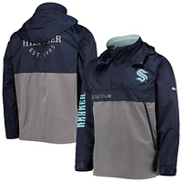 Men's Tommy Hilfiger Deep Sea Blue/Gray Seattle Kraken Anorak Quarter-Zip Hoodie Jacket