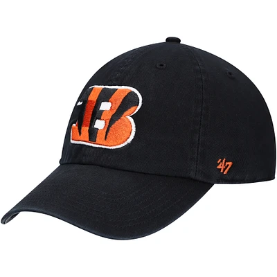 Youth '47 Black Cincinnati Bengals Logo Clean Up Adjustable Hat