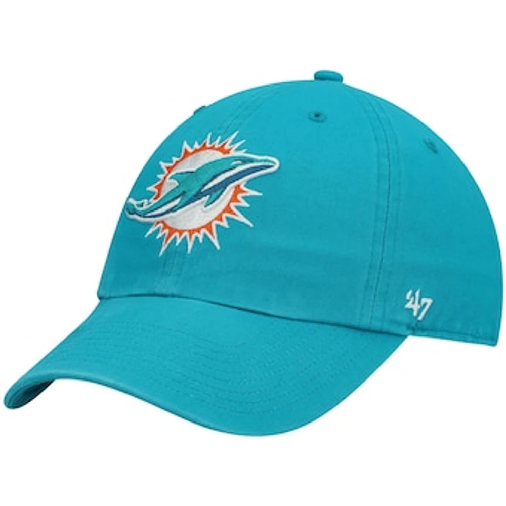 Youth '47 Aqua Miami Dolphins Logo Clean Up Adjustable Hat