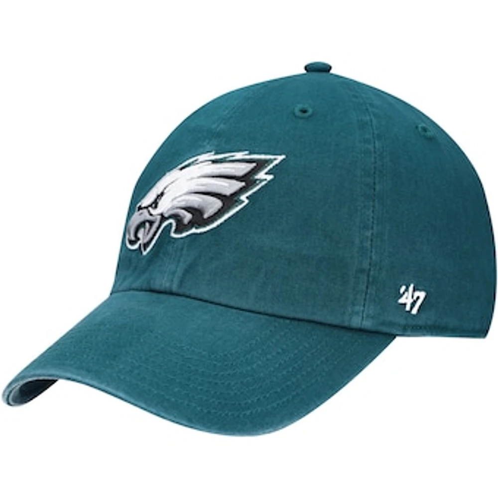 Youth '47 Midnight Green Philadelphia Eagles Logo Clean Up Adjustable Hat