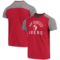 Men's Majestic Threads Scarlet/Heathered Gray San Francisco 49ers Gridiron Classics Field Goal Slub T-Shirt