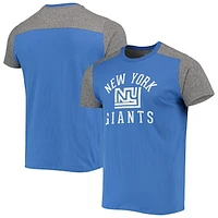 Men's Majestic Threads Royal/Heathered Gray New York Giants Gridiron Classics Field Goal Slub T-Shirt