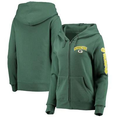 Women's New Era Green Green Bay Packers Playmaker Full-Zip Hoodie