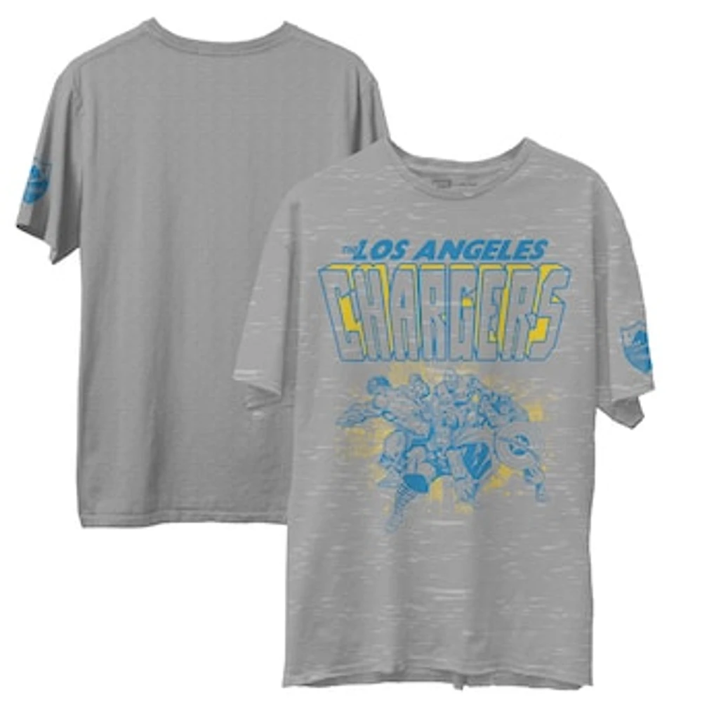 Men's Junk Food Heathered Gray Los Angeles Chargers Marvel T-Shirt