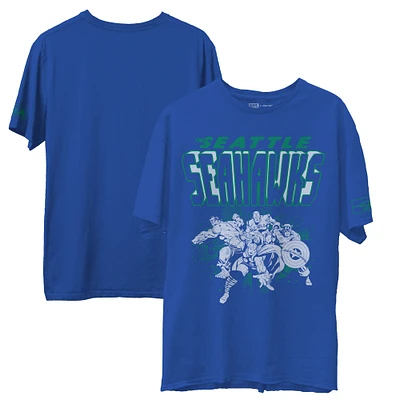 Men's Junk Food Royal Seattle Seahawks Marvel T-Shirt