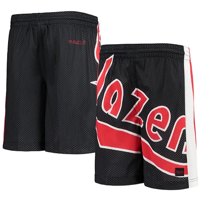 Youth Black Portland Trail Blazers Hardwood Classics Throwback Big Face Mesh Shorts