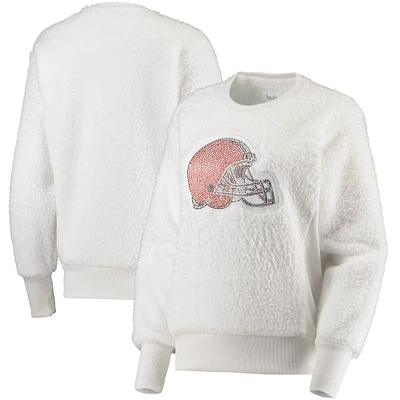 Women's Touch White Cleveland Browns Milestone Tracker Pullover Sweatshirt