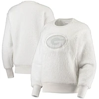 Women's Touch White Green Bay Packers Milestone Tracker Pullover Sweatshirt