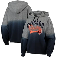 Women's Touch Heathered Gray/Navy Chicago Bears Superstar Dip-Dye Pullover Hoodie