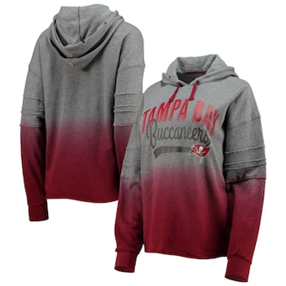 Women's Touch Heathered Gray/Red Tampa Bay Buccaneers Superstar Dip-Dye Pullover Hoodie