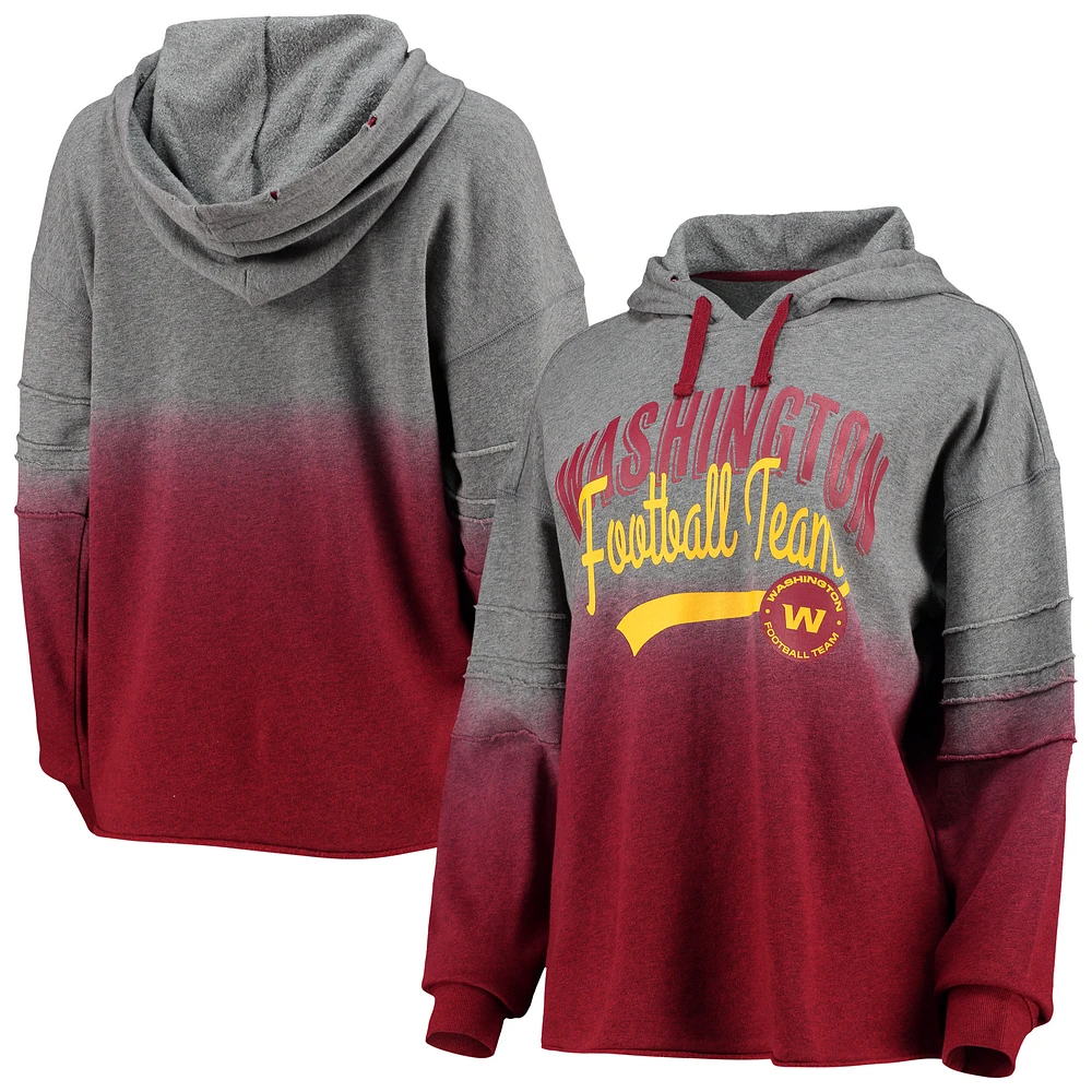 Women's Touch Heathered Gray/Burgundy Washington Football Team Superstar Dip-Dye Pullover Hoodie