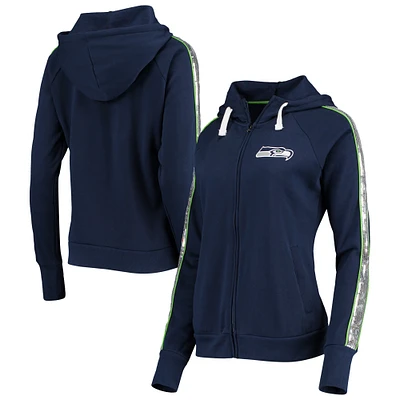 Women's G-III 4Her by Carl Banks Navy Seattle Seahawks Game Changer Raglan Full-Zip Hoodie