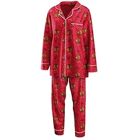 Women's WEAR by Erin Andrews Red Chicago Blackhawks Long Sleeve Button-Up Shirt & Pants Sleep Set