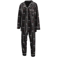 Women's WEAR by Erin Andrews Black Philadelphia Flyers Long Sleeve Button-Up Shirt & Pants Sleep Set