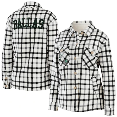 Women's WEAR by Erin Andrews Oatmeal Dallas Stars Plaid Button-Up Shirt Jacket