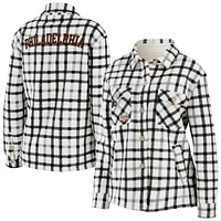 Women's WEAR by Erin Andrews Oatmeal Philadelphia Flyers Plaid Button-Up Shirt Jacket