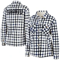 Women's WEAR by Erin Andrews Oatmeal Toronto Maple Leafs Plaid Button-Up Shirt Jacket