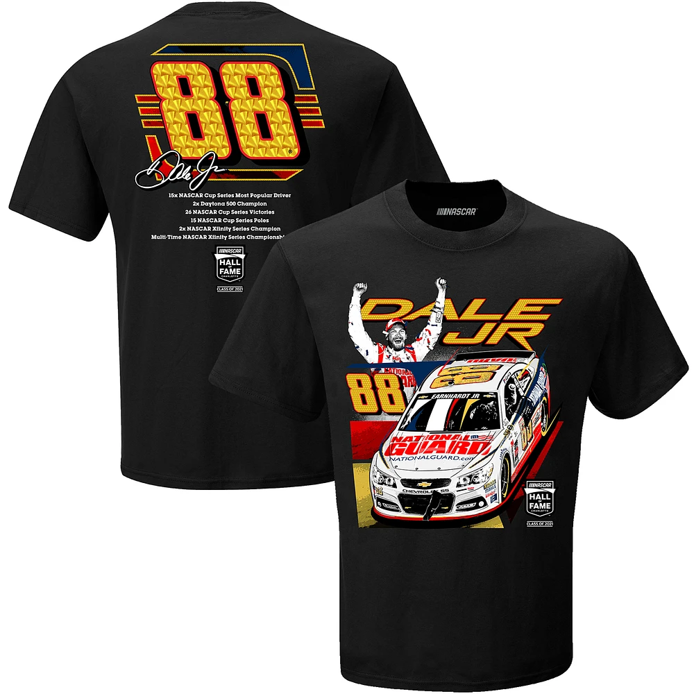 Men's Checkered Flag Black Dale Earnhardt Jr. NASCAR Hall of Fame Class 2021 Inductee T-Shirt
