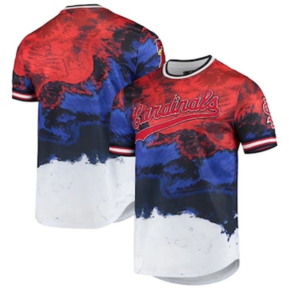 Men's Red/Royal St. Louis Cardinals Red White And Blue Dip Dye T-Shirt