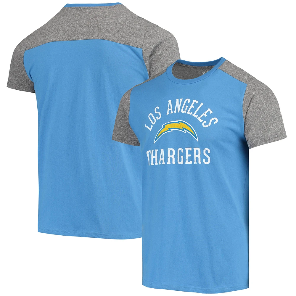 Men's Majestic Threads Powder Blue/Gray Los Angeles Chargers Field Goal Slub T-Shirt