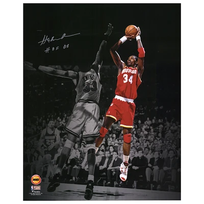 Hakeem Olajuwon Houston Rockets Autographed 16" x 20" Spotlight Shot over Patrick Ewing Photograph with "HOF 08" Inscription