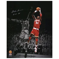 Hakeem Olajuwon Houston Rockets Autographed 16" x 20" Spotlight Shot over Patrick Ewing Photograph with "HOF 08" Inscription