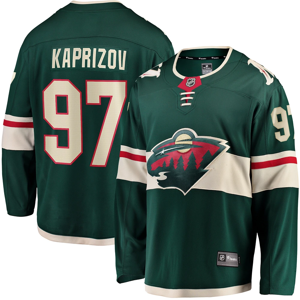 Men's Fanatics Kirill Kaprizov Green Minnesota Wild Home Breakaway Replica Jersey