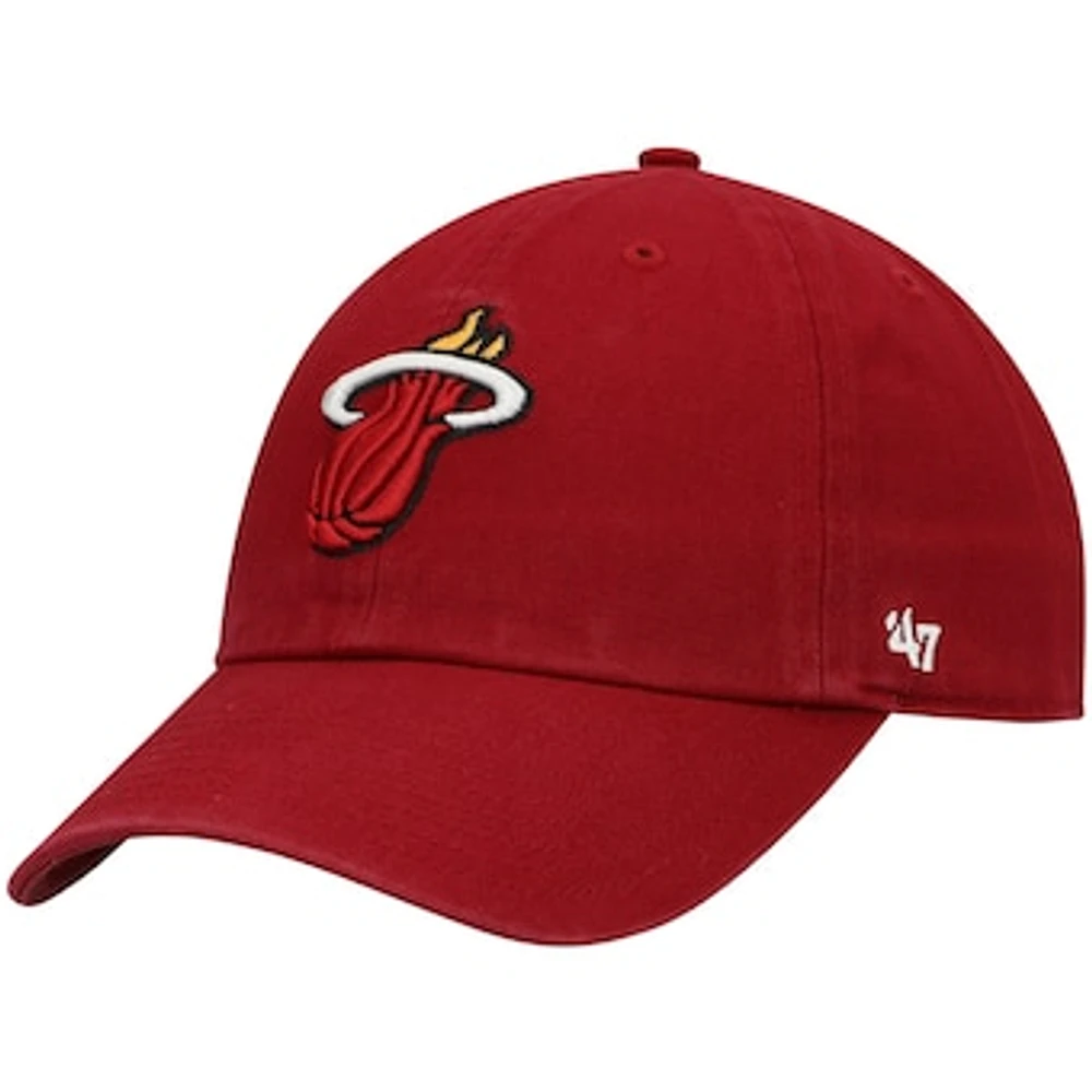 Men's '47 Red Miami Heat Team Clean Up Adjustable Hat