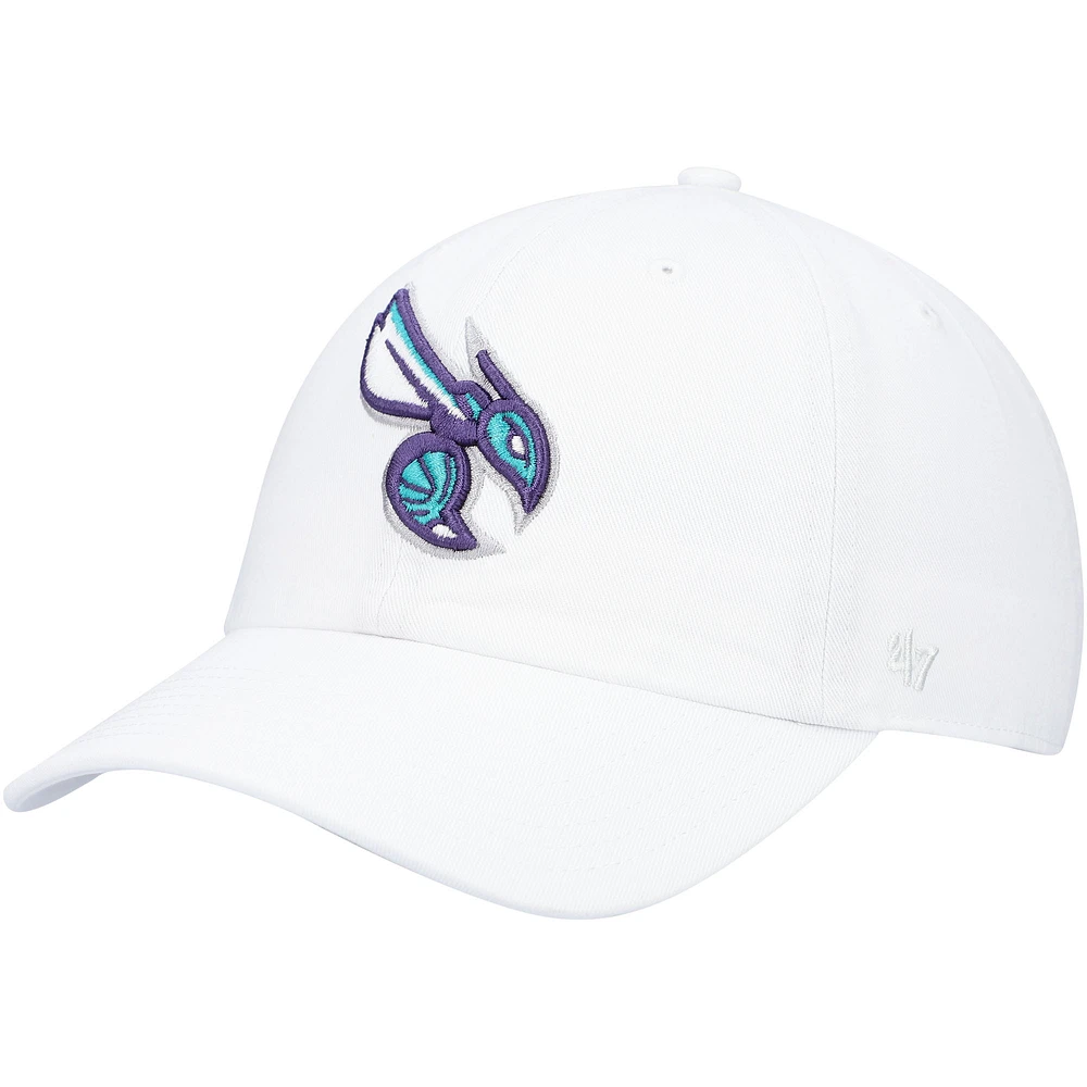 Men's '47 White Charlotte Hornets Team Clean Up Adjustable Hat