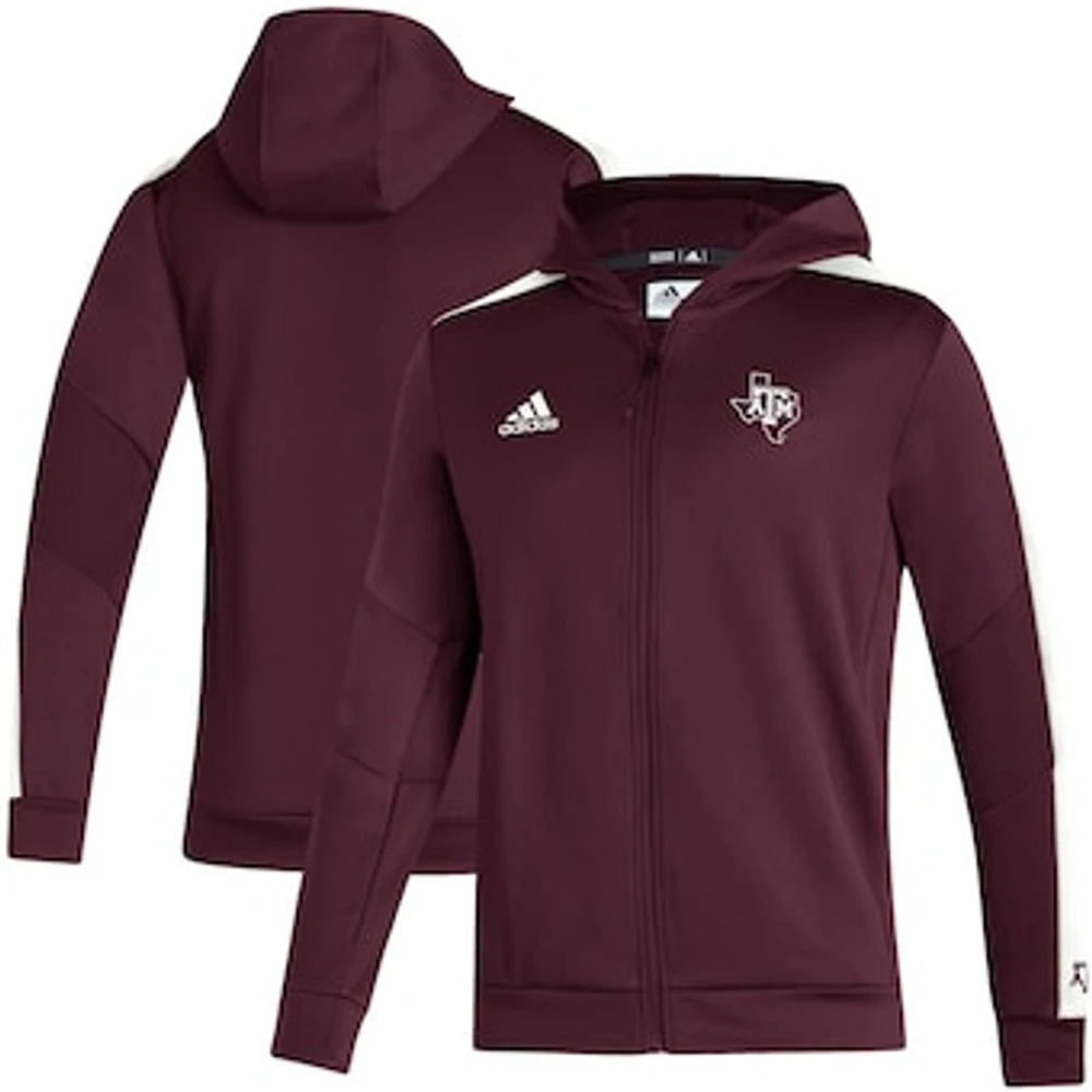 Men's adidas Maroon Texas A&M Aggies 2021 Sideline AEROREADY Full-Zip Hoodie