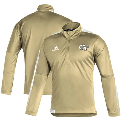 Men's adidas Gold Georgia Tech Yellow Jackets 2021 Sideline Primeblue Quarter-Zip Jacket