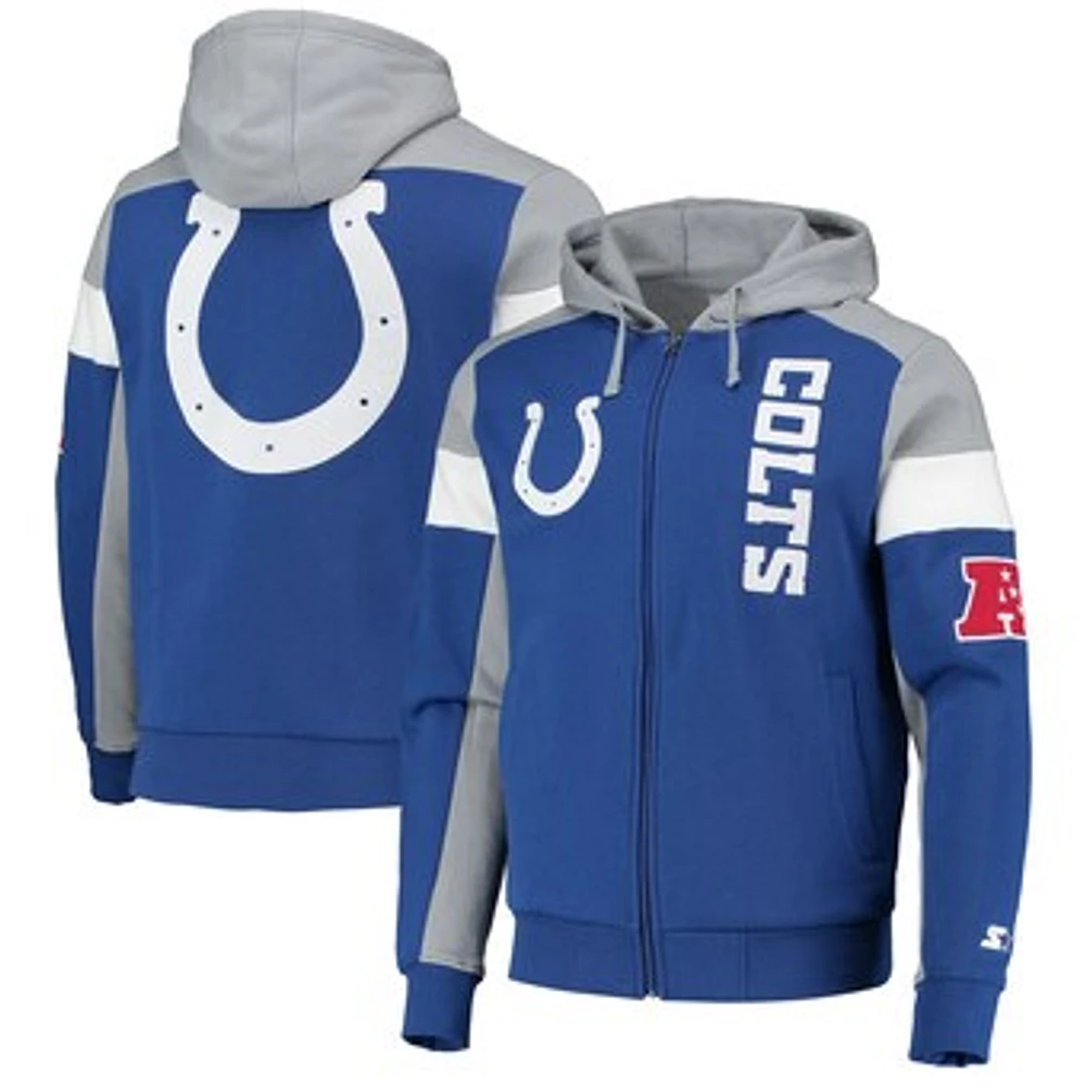 Men's Starter Royal/Gray Indianapolis Colts Logo Extreme Full-Zip Hoodie