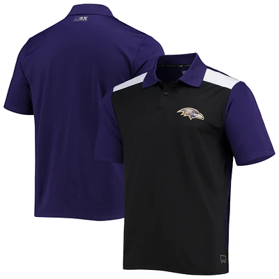 Men's MSX by Michael Strahan Black/Purple Baltimore Ravens Challenge Color Block Performance Polo