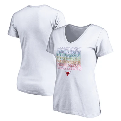 Women's White Chicago Bulls Team City Pride V-Neck T-Shirt