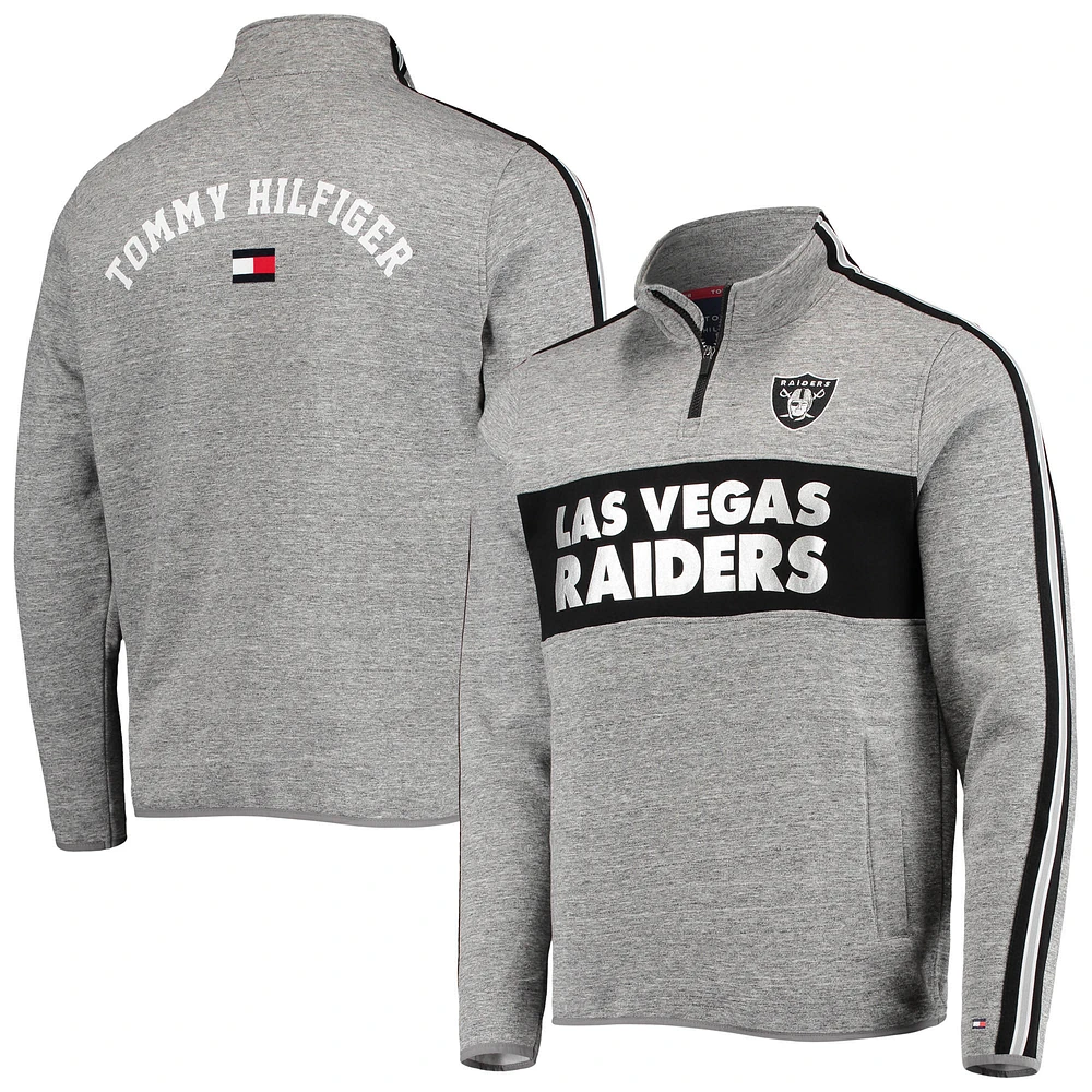 Men's Tommy Hilfiger Heathered Gray Las Vegas Raiders Mario Quarter-Zip Jacket