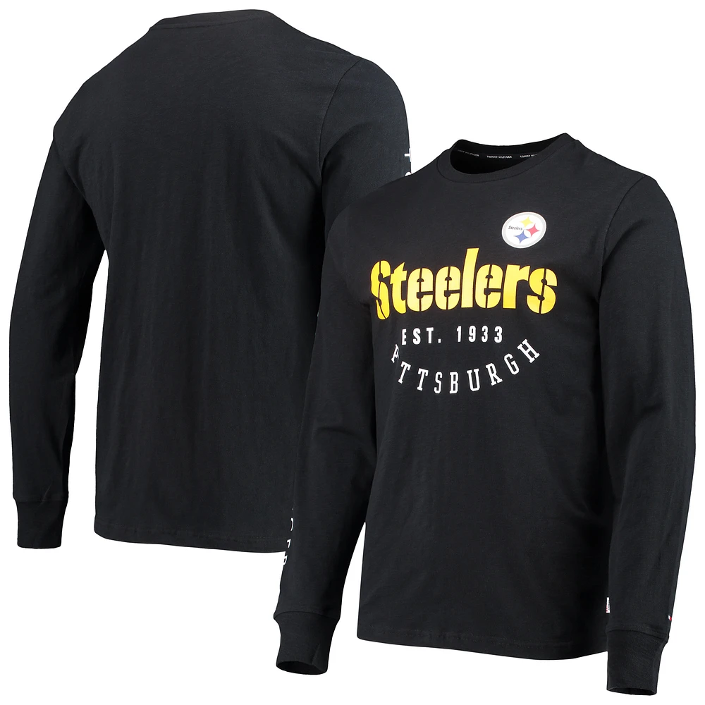 Men's Tommy Hilfiger Black Pittsburgh Steelers Peter Long Sleeve T-Shirt