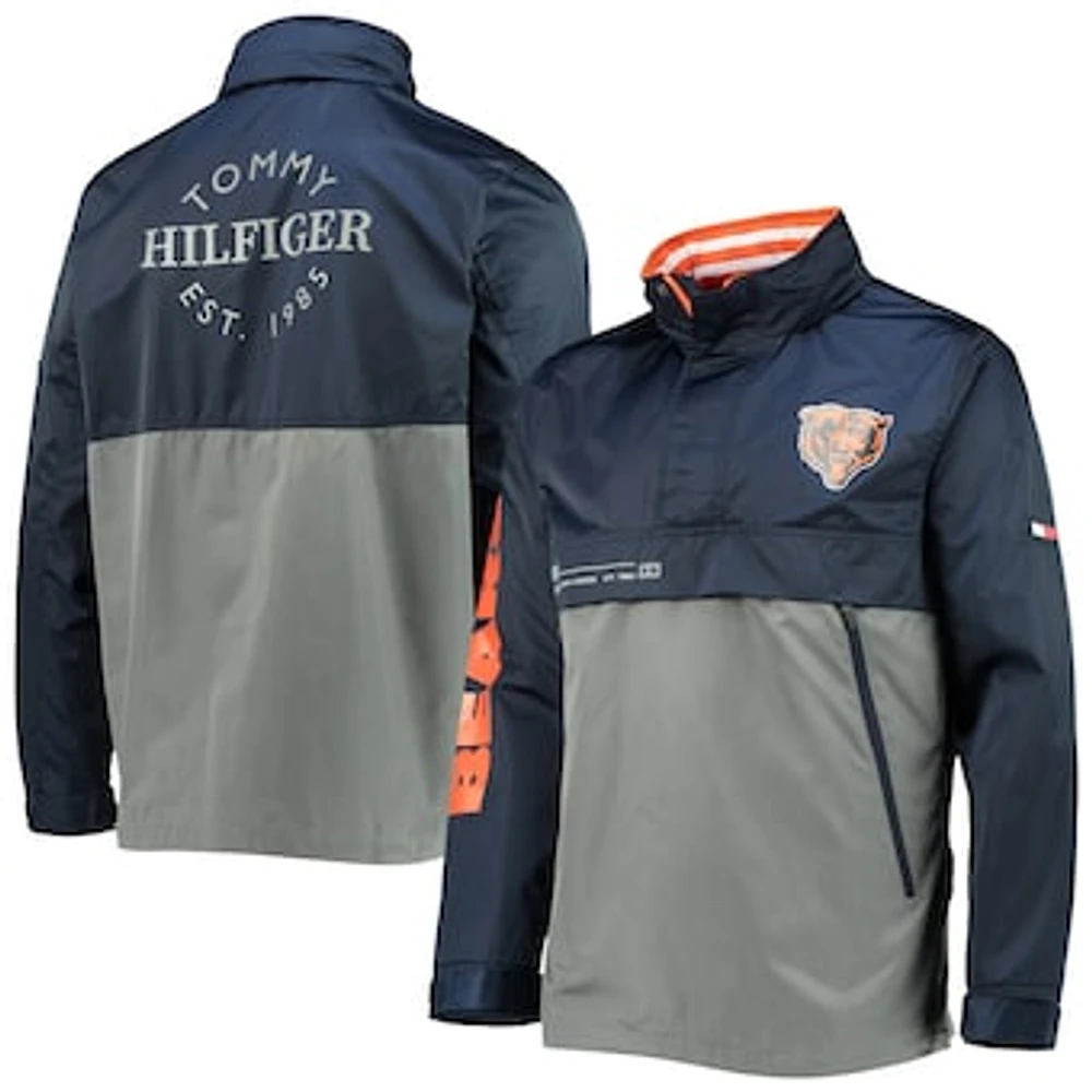 Men's Tommy Hilfiger Navy/Gray Chicago Bears Anorak Hoodie Quarter-Zip Jacket