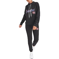 Women's Tommy Hilfiger Black Montreal Canadiens Zoey - Tri-Blend Raglan Pullover Sweatshirt & Pants Lounge Set