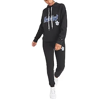 Women's Tommy Hilfiger Black Toronto Maple Leafs Zoey - Tri-Blend Raglan Pullover Sweatshirt & Pants Lounge Set