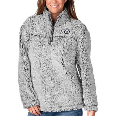 Women's G-III 4Her by Carl Banks Gray Winnipeg Jets Sherpa - Quarter-Zip Jacket