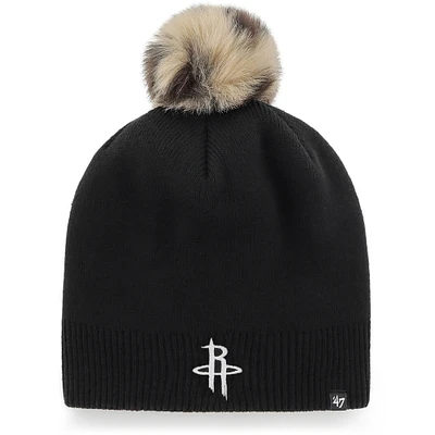 Women's '47 Black Houston Rockets Serengeti Knit Beanie with Pom