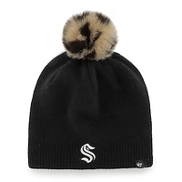 Women's '47 Black Seattle Kraken Serengeti Knit Beanie with Pom