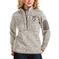 Women's Antigua Tan Milwaukee Bucks NBA 75th Anniversary Fortune Quarter-Zip Pullover Jacket