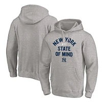 Men's Fanatics Heather Gray New York Yankees Hometown Heater Fitted Pullover Hoodie