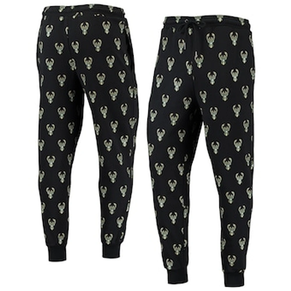 The Wild Collective Black Milwaukee Bucks Allover Logo Jogger Pants