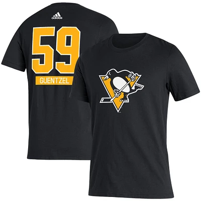 Men's adidas Jake Guentzel Black Pittsburgh Penguins Player Name & Number T-Shirt