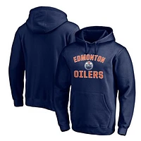 Men's Navy Edmonton Oilers Victory Arch Team Fitted Pullover Hoodie