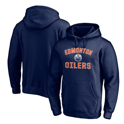 Men's Navy Edmonton Oilers Victory Arch Team Fitted Pullover Hoodie